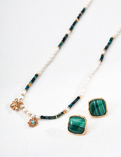 Secret Garden Necklace | S925 Silver Natural Pearl Malachite Turquoise