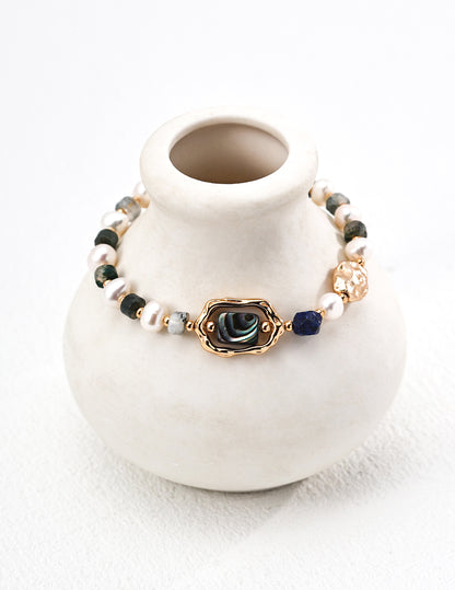 Galaxy Story Bracelet | S925 Silver Natural Pearl Lapis Lazuli Fantasy Shell Water Grass Agate