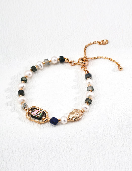 Galaxy Story Bracelet | S925 Silver Natural Pearl Lapis Lazuli Fantasy Shell Water Grass Agate