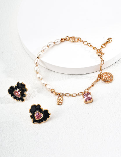 Stardust Story Bracelet | S925 Silver Vintage Gold Natural Pearl Zircon