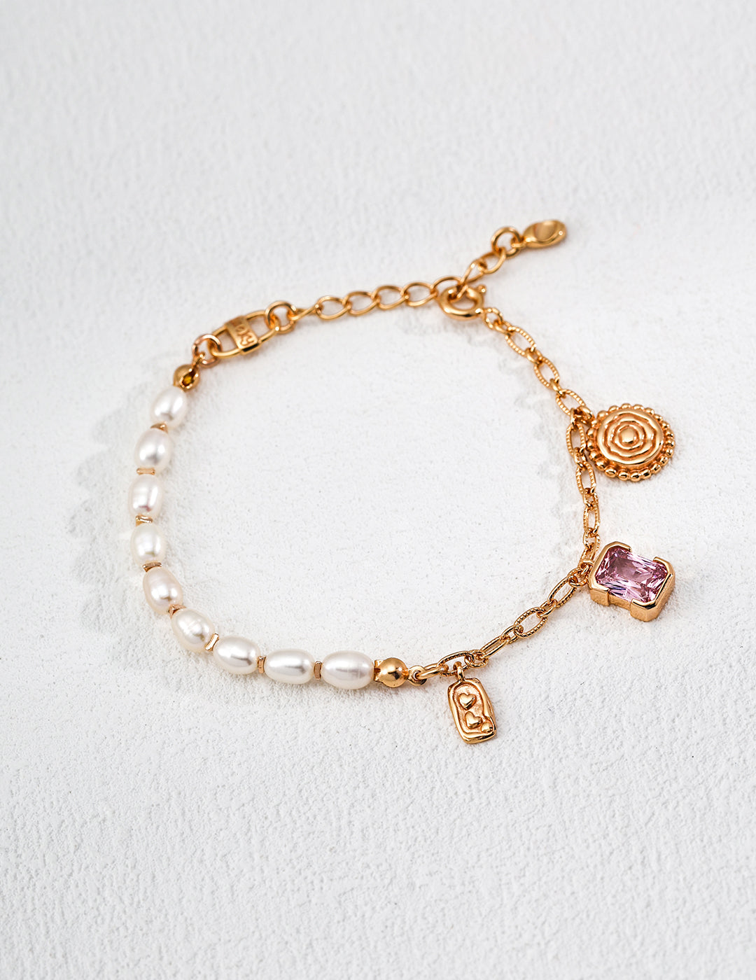 Stardust Story Bracelet | S925 Silver Vintage Gold Natural Pearl Zircon