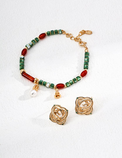 Starry Sky Secret Bracelet | S925 Vintage Gold Natural Pearl Agate Shell