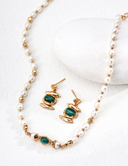 【Designer Style】Secret Feather Earrings | S925 Silver Vintage Gold Natural Malachite