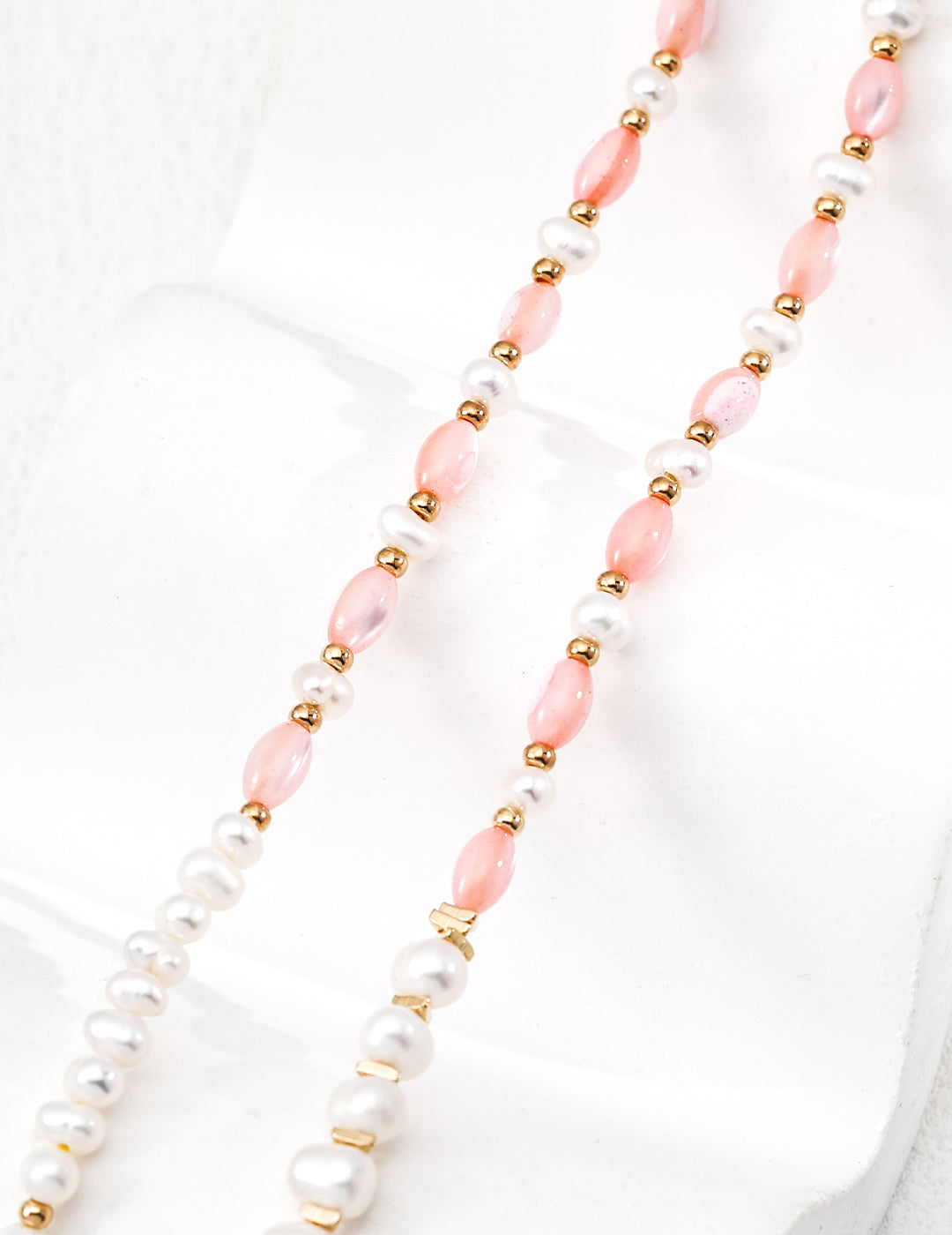 Star Mist Rose Necklace | S925 Vintage Gold Natural Pearl Rouge Shell