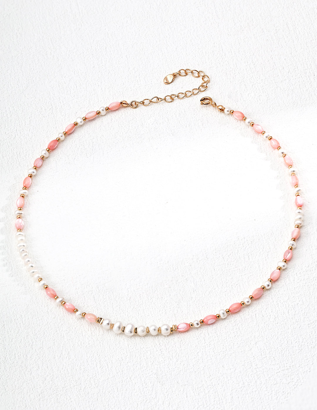 Star Mist Rose Necklace | S925 Vintage Gold Natural Pearl Rouge Shell