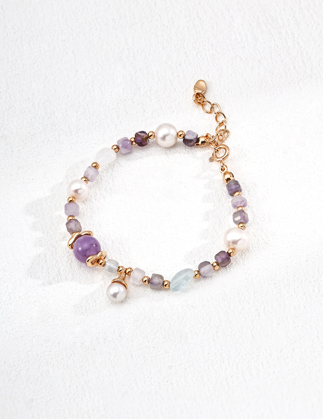 Ocean Whisper Bracelet | S925 Silver, Natural Pearl, Amethyst, Ice-clear Aquamarine