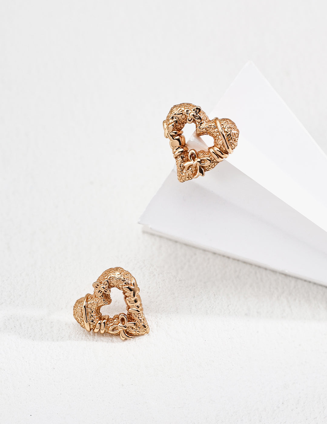 Star Heart Earrings｜S925 Vintage Gold Heart Earrings