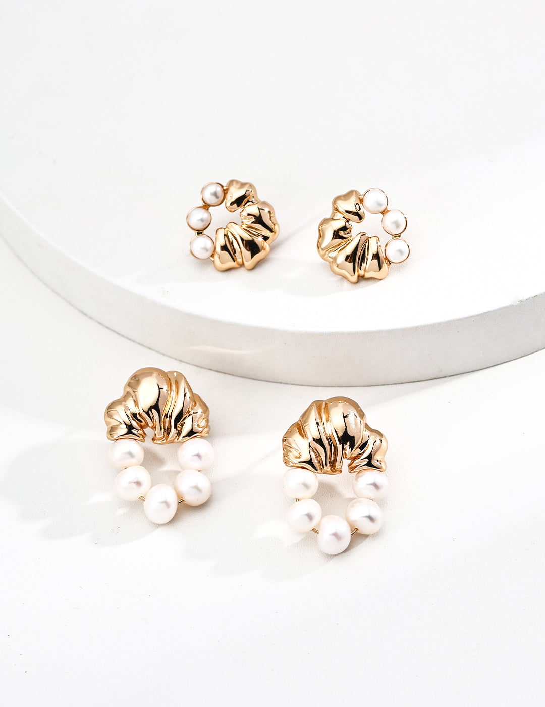 Starry Sky Whispering Set｜S925 Vintage Gold Pearl Necklace + Earrings