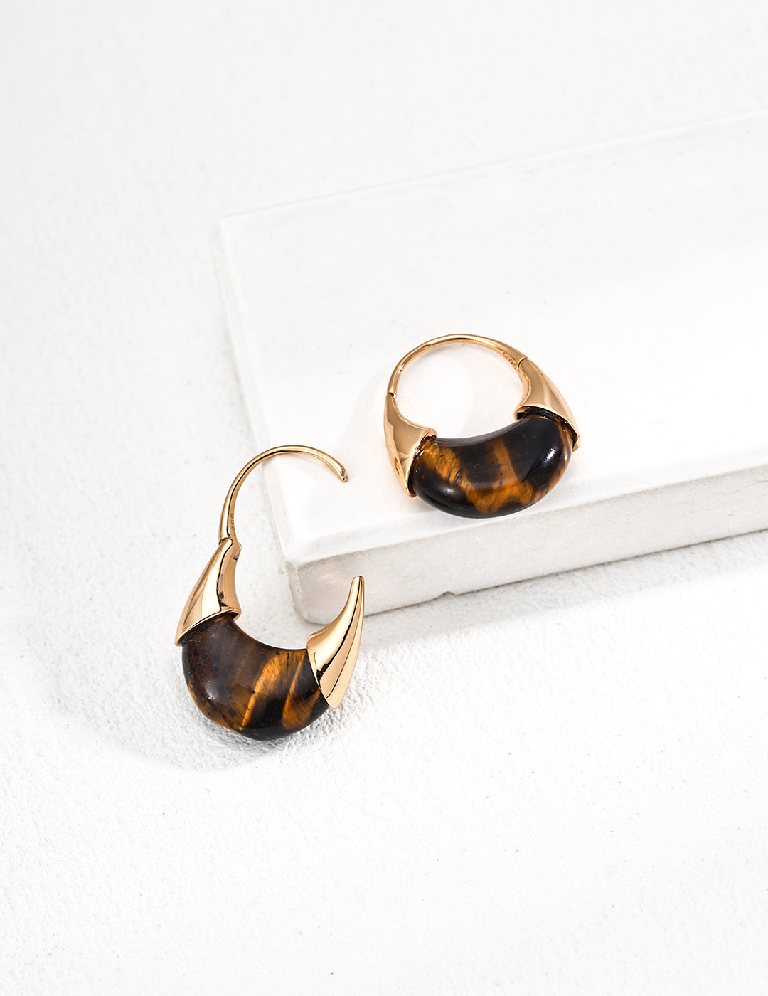 Star Sand Eye Earrings｜S925 Vintage Gold Tiger Eye Stone