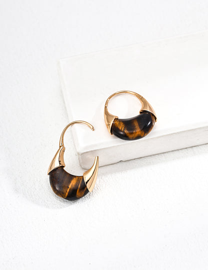 Star Sand Eye Earrings｜S925 Vintage Gold Tiger Eye Stone