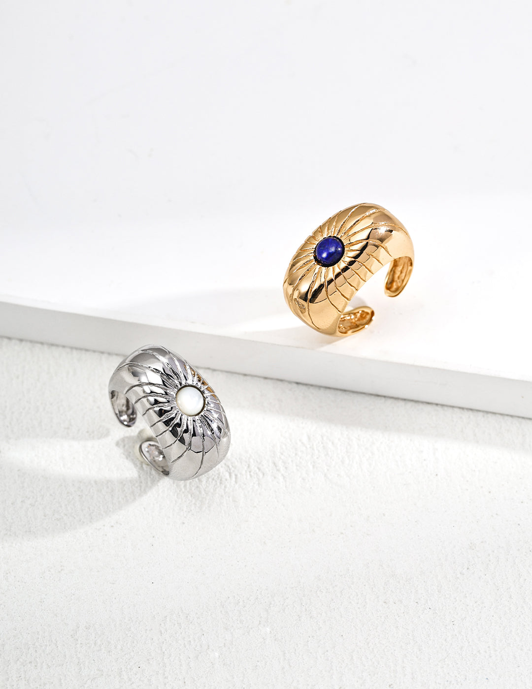 Starry Sky Twin Ring｜S925 Two-color Lapis Lazuli Mother-of-Pearl