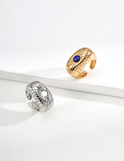 Starry Sky Twin Ring｜S925 Two-color Lapis Lazuli Mother-of-Pearl