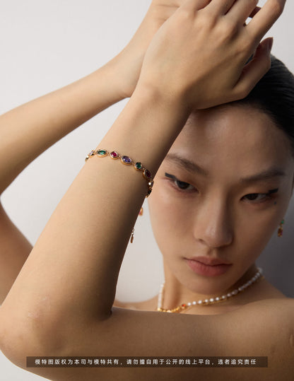 S925 Silver Galaxy Dance Jewelry Set – Vintage Gold Bracelet & Earrings