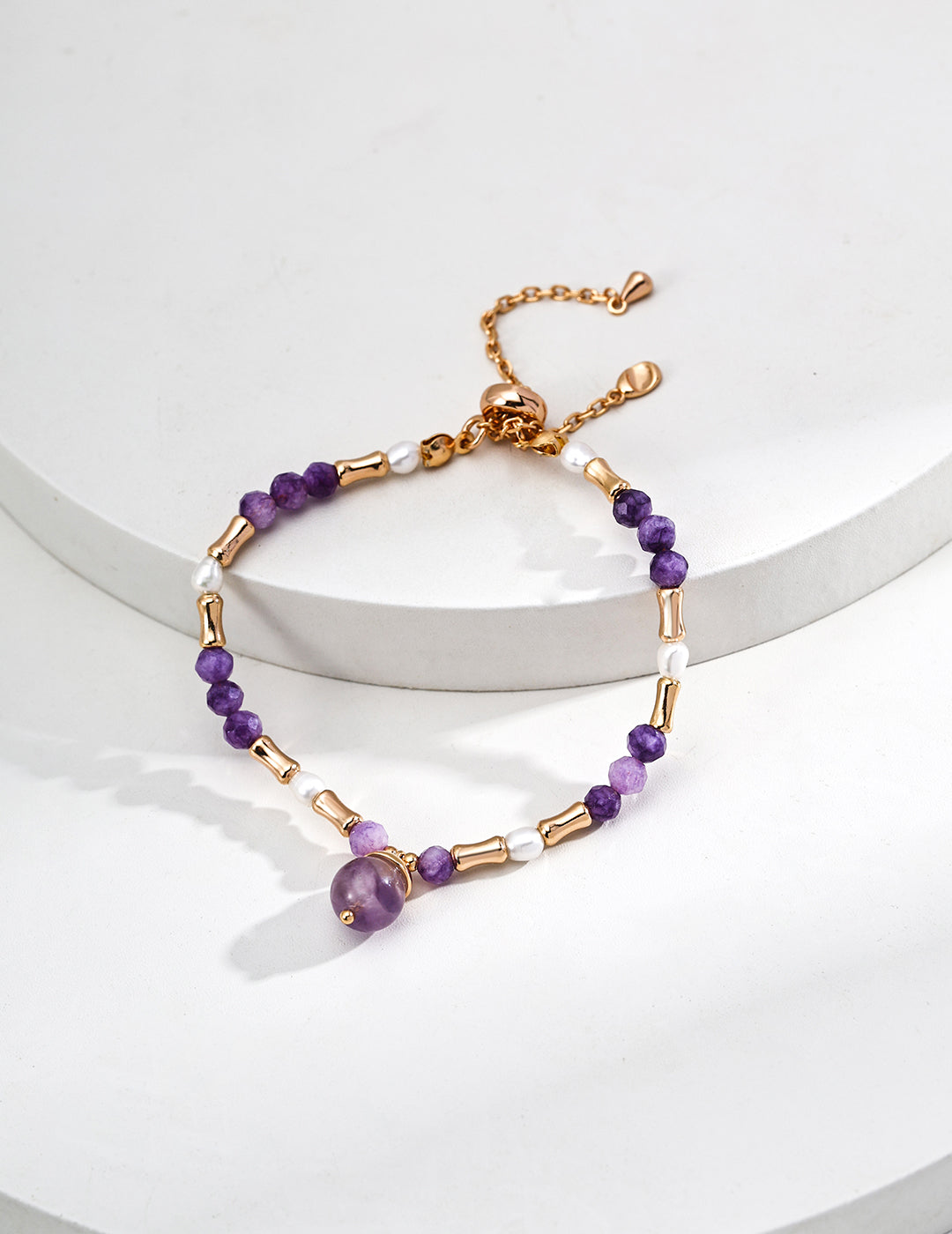 Starry Aurora Bracelet｜S925 Vintage Gold Pearl Amethyst