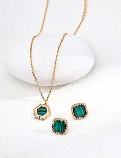 Star Pattern Secret Necklace｜S925 Vintage Golden Malachite Zircon