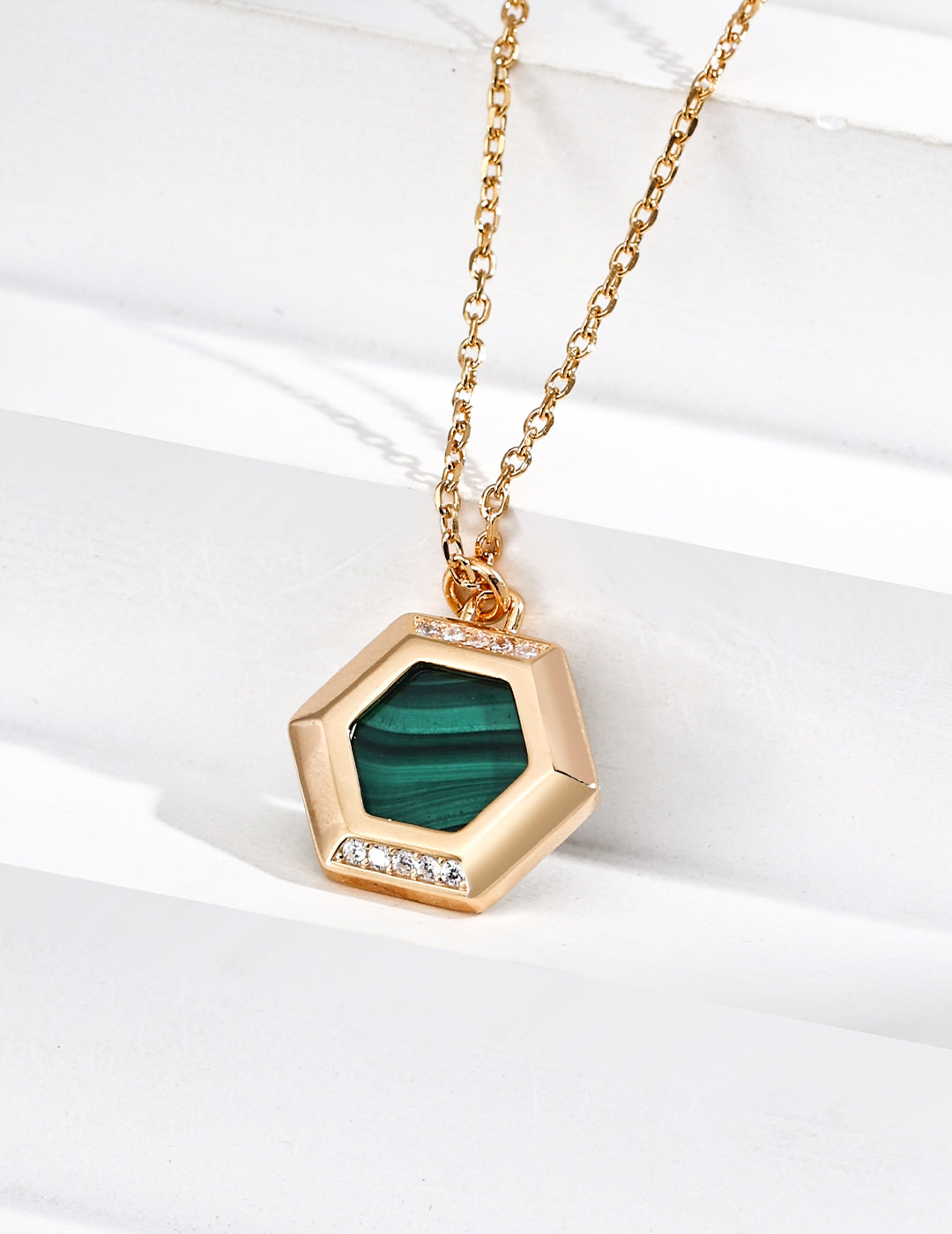 Star Pattern Secret Necklace｜S925 Vintage Golden Malachite Zircon