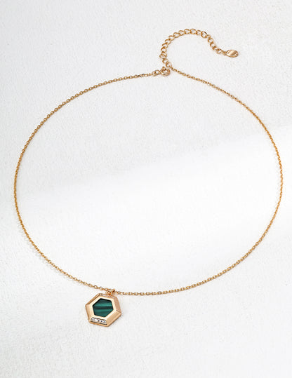 Star Pattern Secret Necklace｜S925 Vintage Golden Malachite Zircon