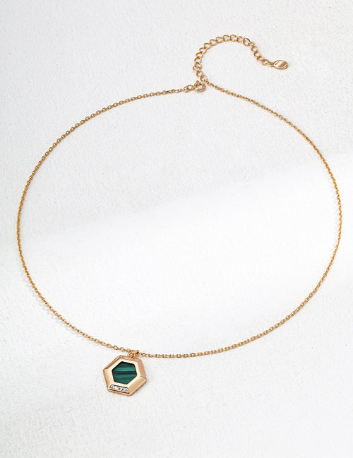 Star Pattern Secret Necklace｜S925 Vintage Golden Malachite Zircon