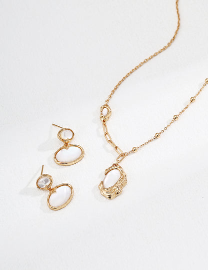 Cosmic Shell Earrings｜S925 Silver Vintage Mother of Pearl in Vintage Gold & White Gold