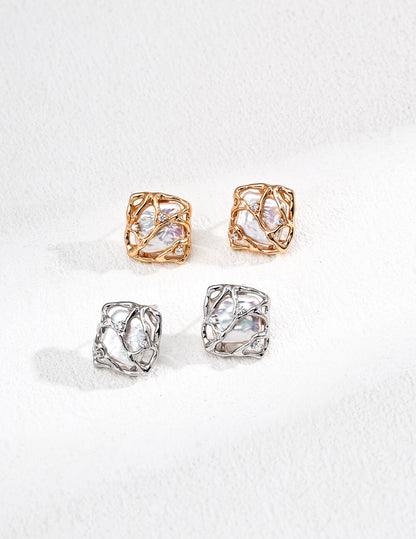 Elegant Pearl & Zircon Earrings