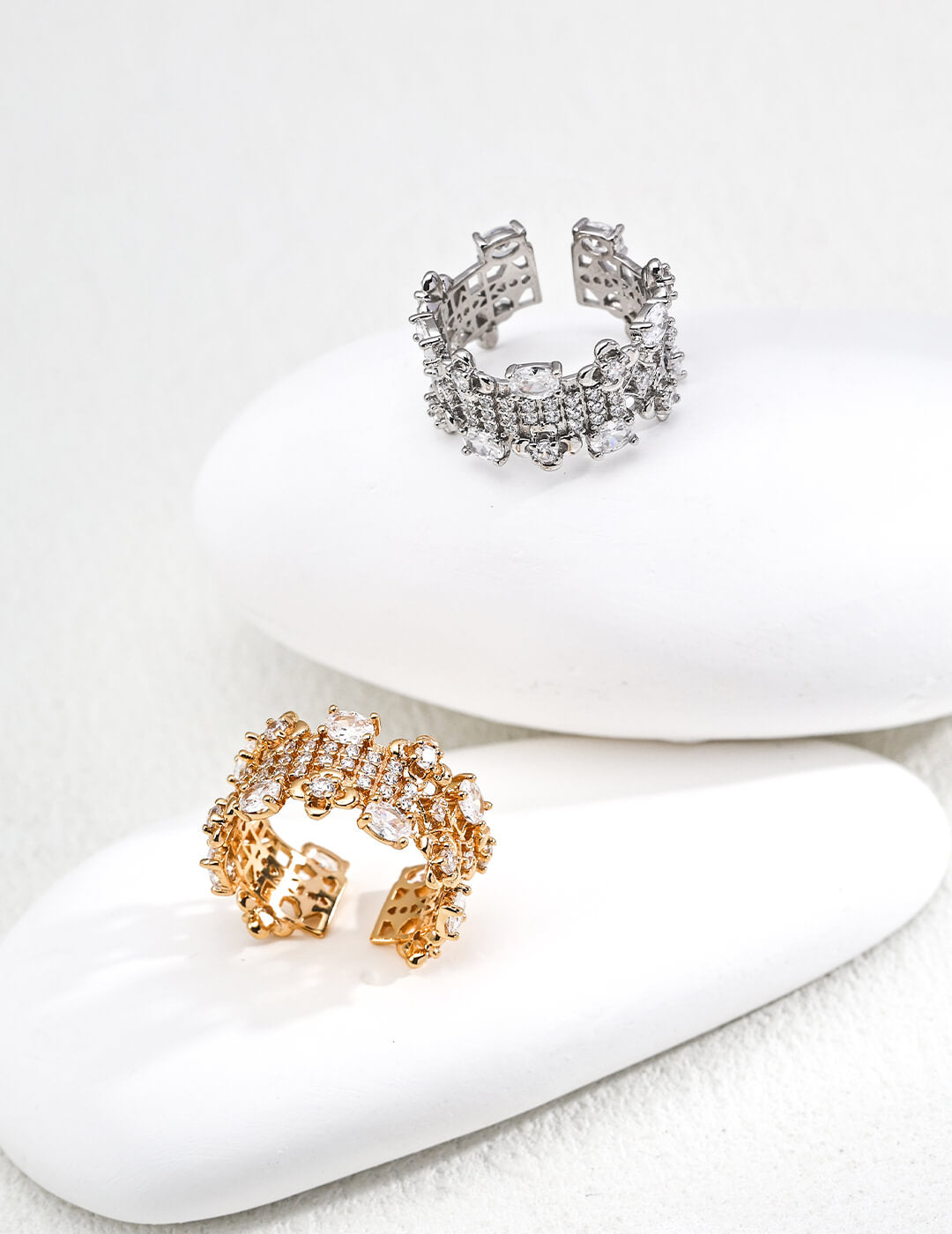 Zircon Open Ring – Elegant S925 Sterling Silver