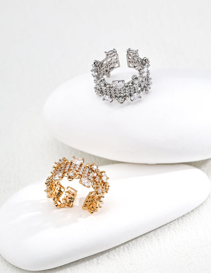 Zircon Open Ring – Elegant S925 Sterling Silver