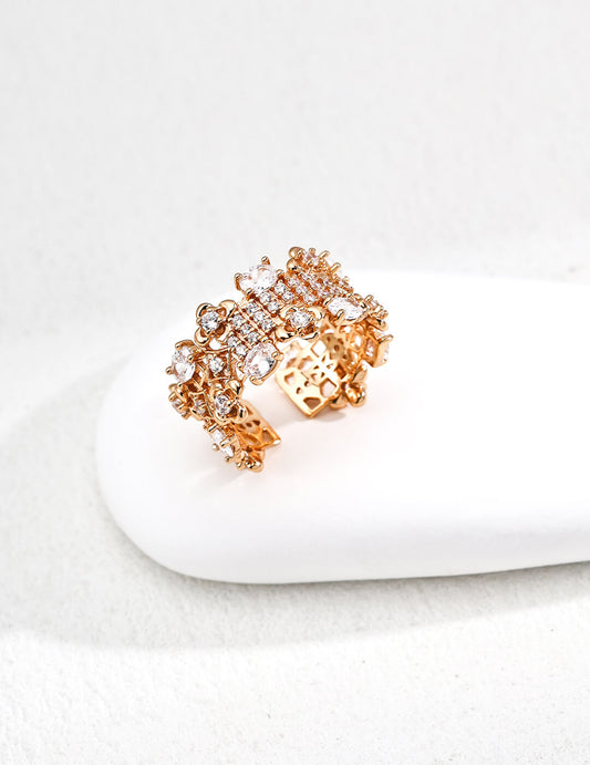 Zircon Open Ring – Elegant S925 Sterling Silver