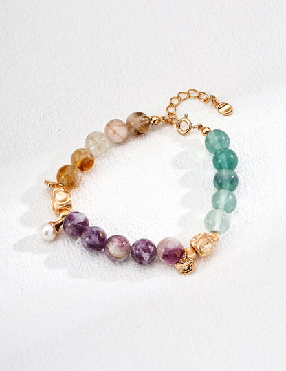 Multicolor Gemstone Pearl Bracelet – Elegant Sterling Silver Jewelry