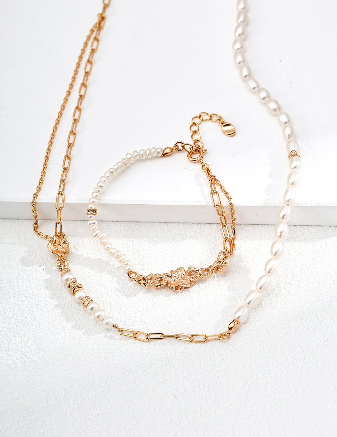 Timeless Pearl Necklace & Bracelet Set – Elegant S925 Sterling Silver