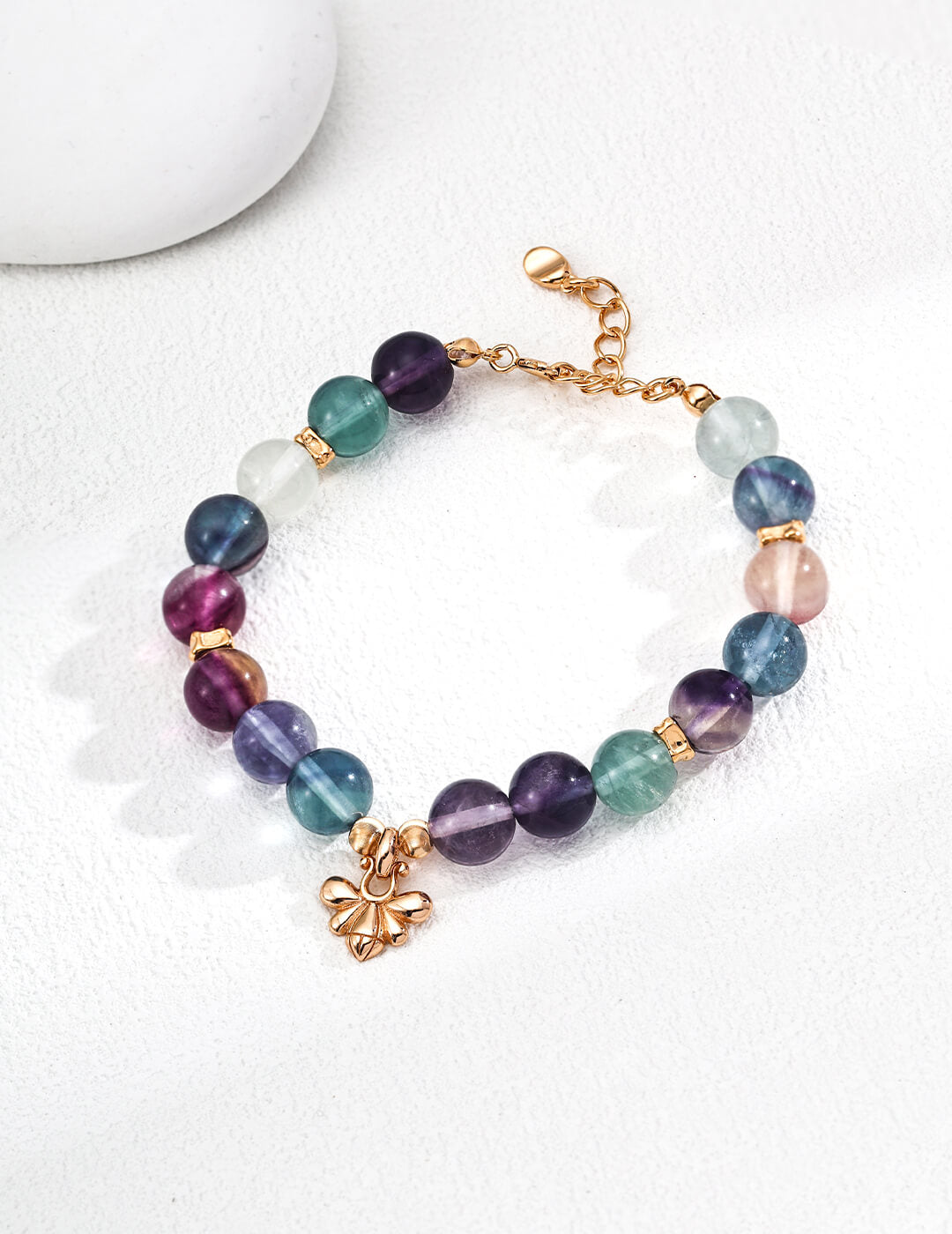 S925 Silver Moonlit Fluorite Bracelet – Vintage Gold Harmony