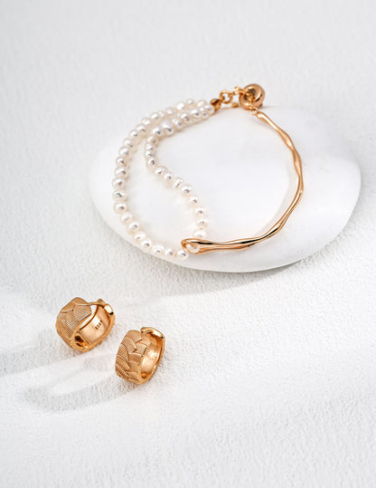 S925 Silver Pearl Bracelet – Minimalist Fluid Design, Adjustable Elegance