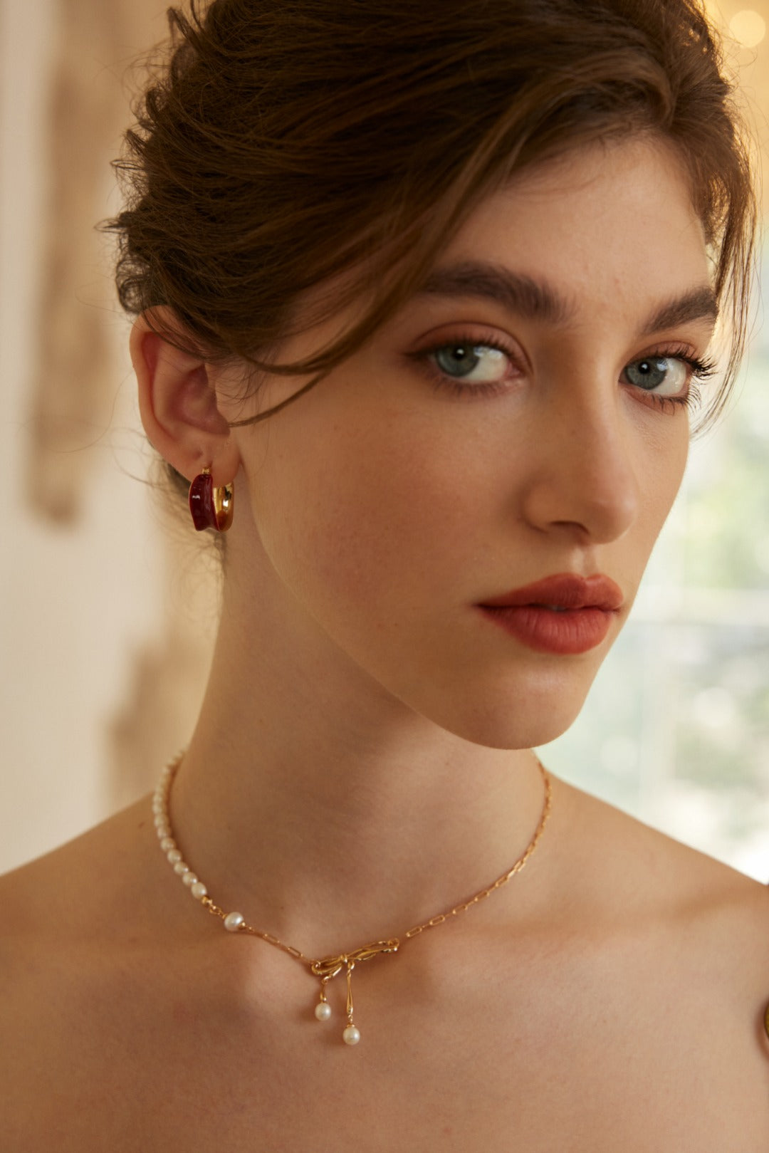 Nebula Butterfly Necklace｜S925 Two-color Pearl Bow