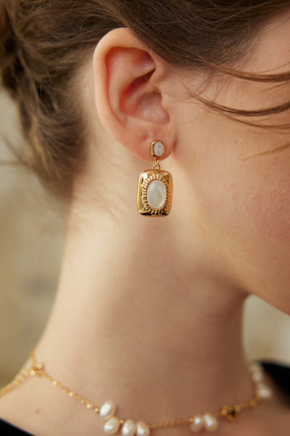 Stardust Pearl Earrings｜S925 Vintage Gold and Silver Silk Shell