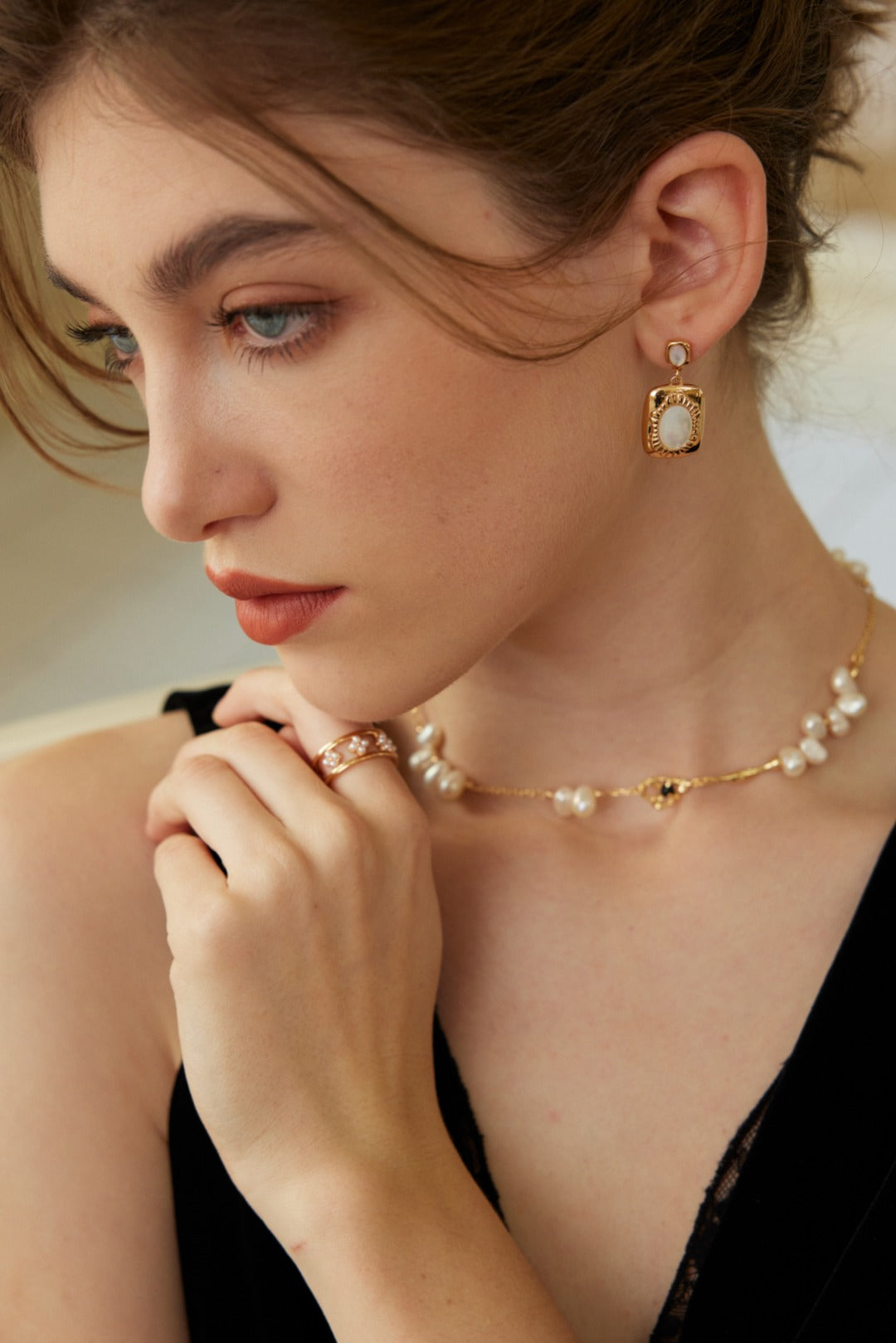 Stardust Pearl Earrings｜S925 Vintage Gold and Silver Silk Shell