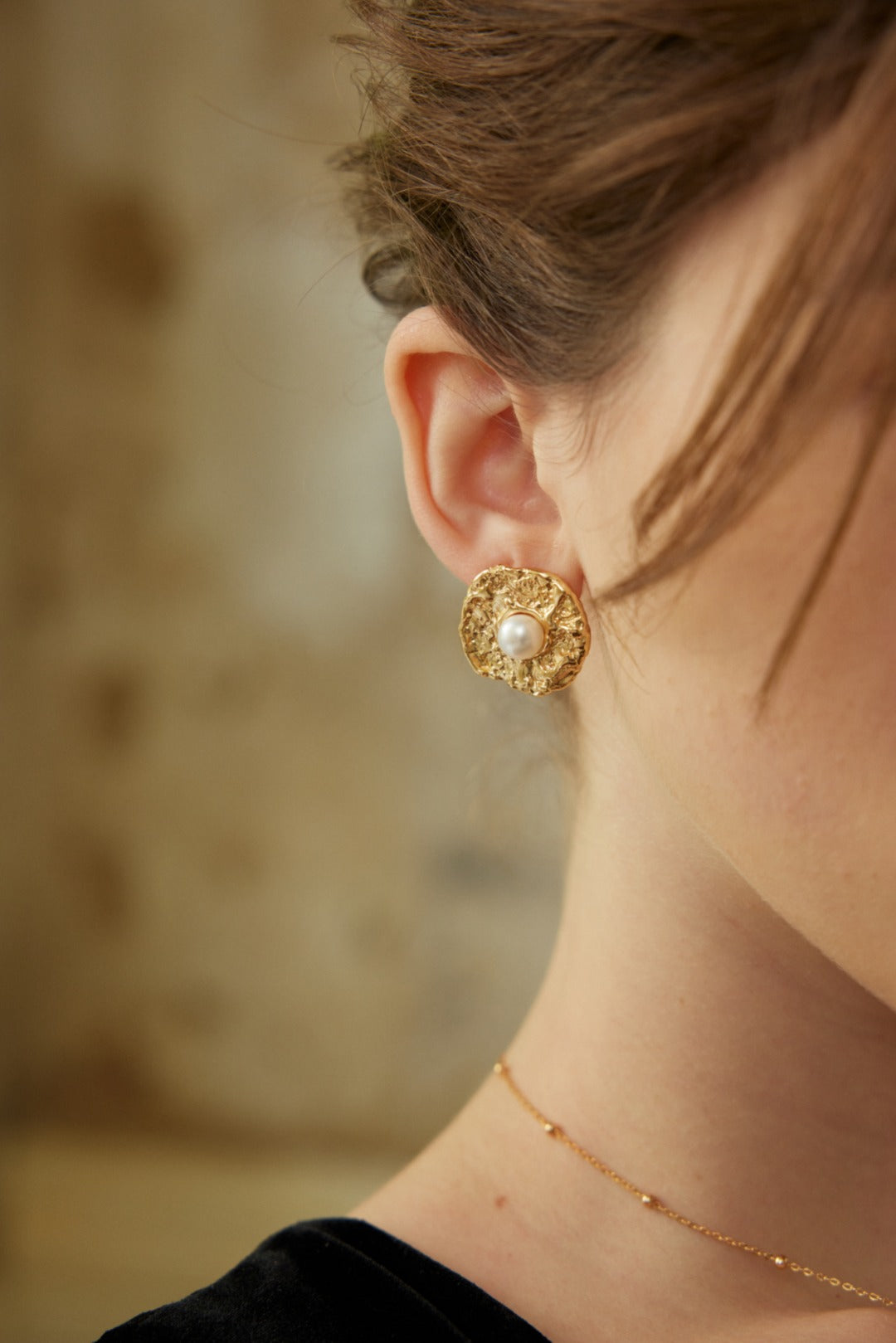 Time and space condensed pearl earrings | S925 two-color natural pearl earrings