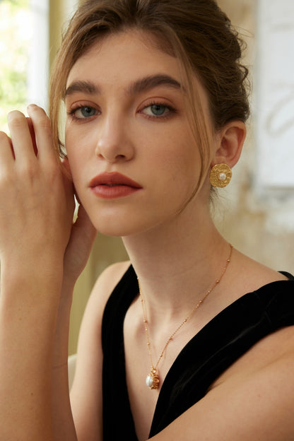 Time and space condensed pearl earrings | S925 two-color natural pearl earrings