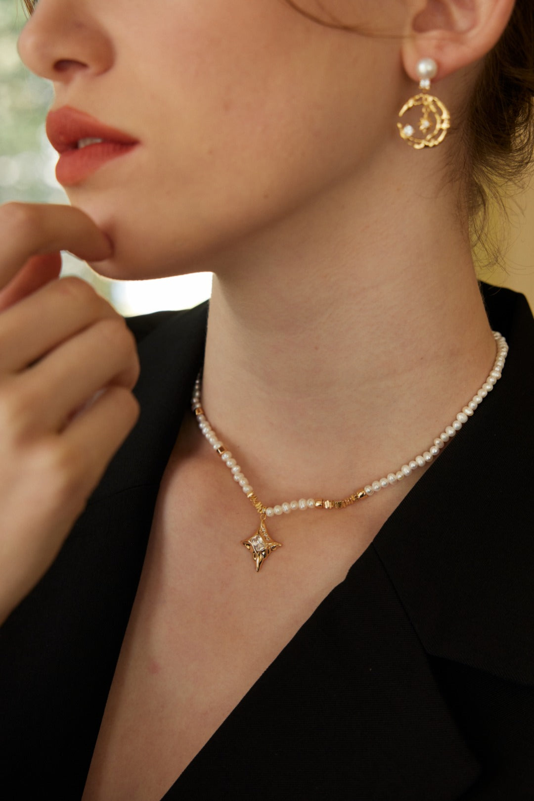 Star Dance｜S925 silver natural pearl zircon necklace