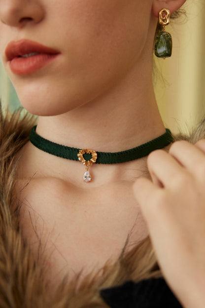 Dark Star Track Necklace | S925 Silver Zircon Choker Velvet/PU