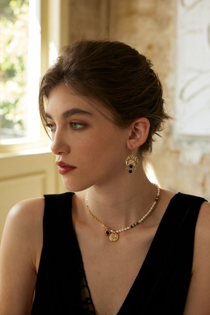 Nebula Cocoon Necklace | S925 Natural Pearl Water Grass Agate Zircon