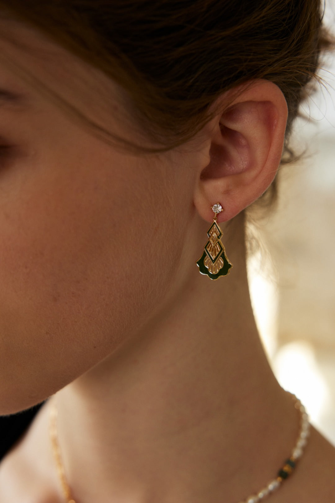 Galaxy Glaze Earrings | S925 Vintage Gold Glaze Zirconia