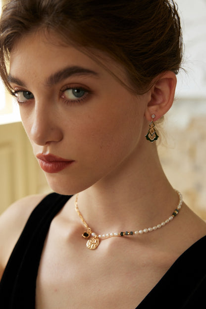 Galaxy Glaze Earrings | S925 Vintage Gold Glaze Zirconia