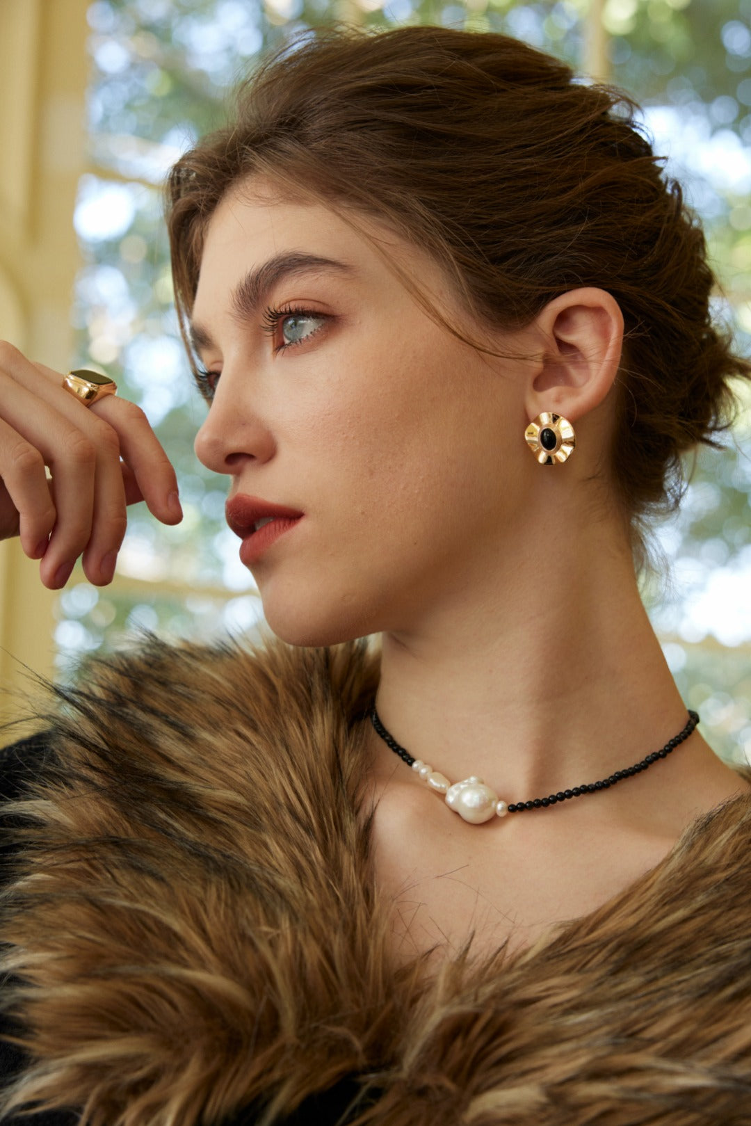 French Starry Night Earrings | S925 Silver Black Agate Shell