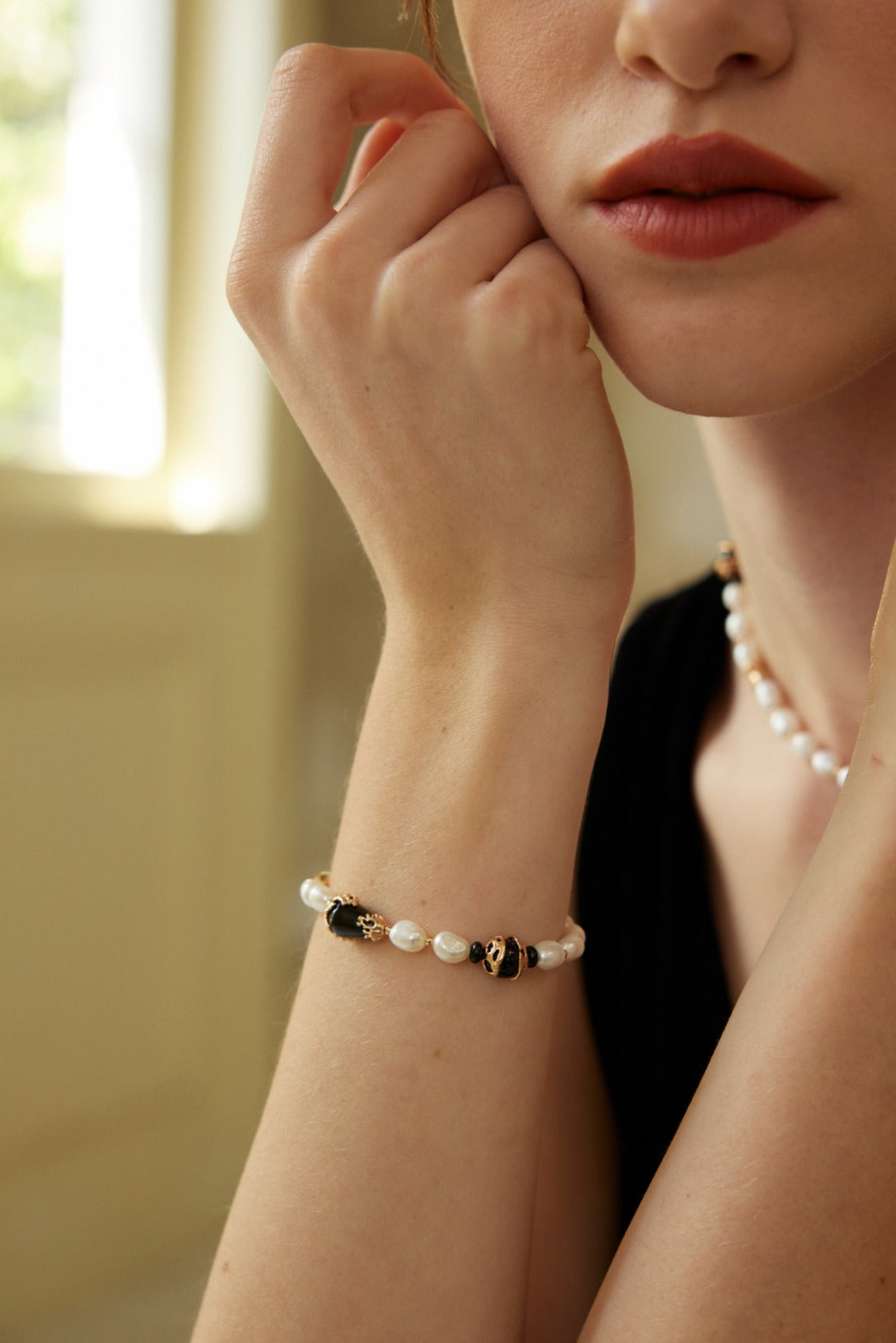 Starry Night Concerto Bracelet | S925 Natural Pearl Black Agate