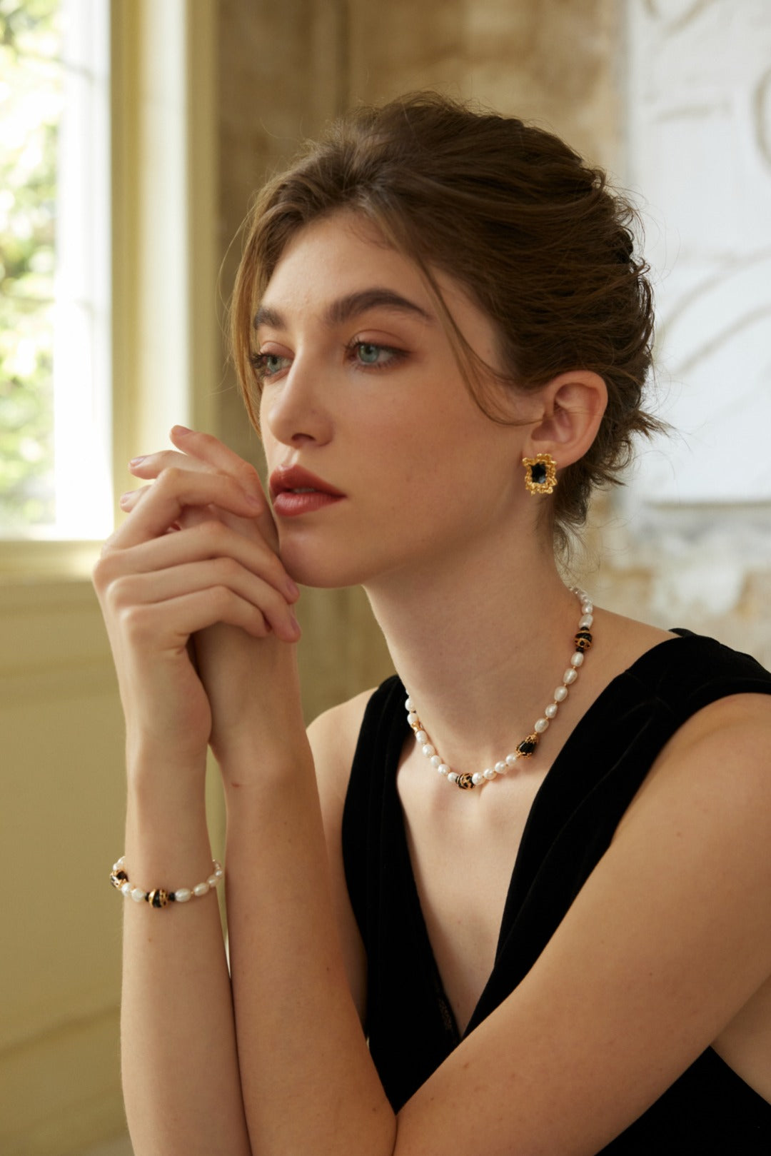 Starry Night Concerto Bracelet | S925 Natural Pearl Black Agate