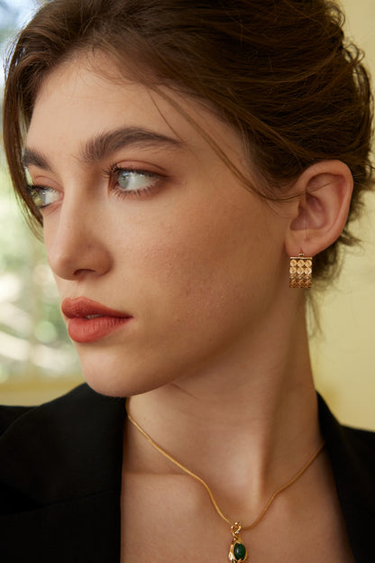 Star Track Minimalist Earrings | S925 Two-tone Geometric Earrings