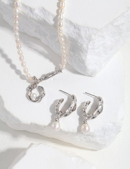 S925 Silver Last Quarter Moon Pearl Jewelry Set