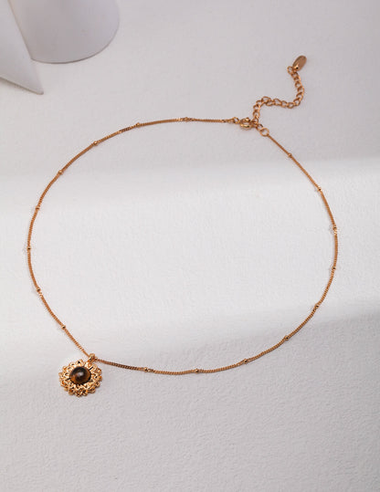 S925 Silver Tiger’s Eye Pendant Necklace – Courage & Prosperity