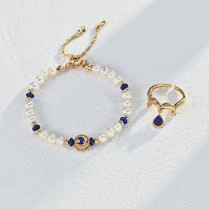 Galaxy Promise Set｜S925 Silver Pearl Lapis Lazuli Bracelet + Necklace