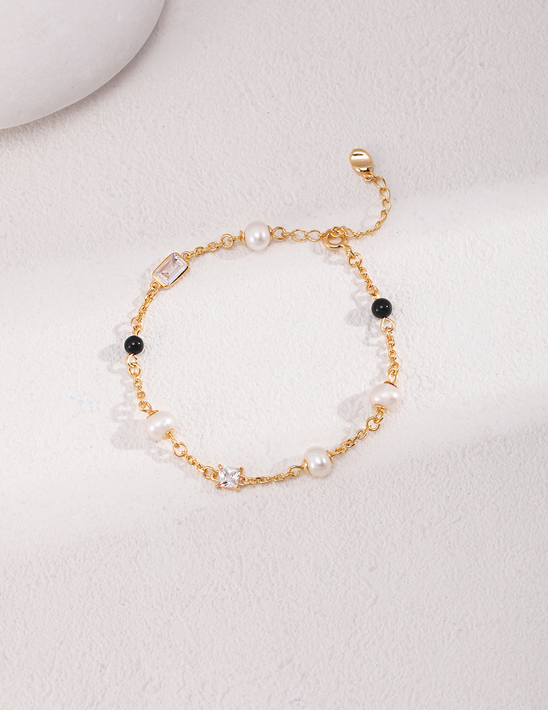 Dark Night Starry River Bracelet | S925 Silver Natural Pearl Black Agate