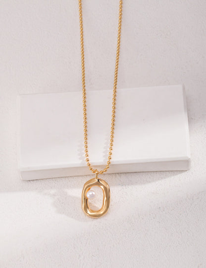 S925 Silver Long Pearl Necklace – Fluid Design & Vintage Elegance